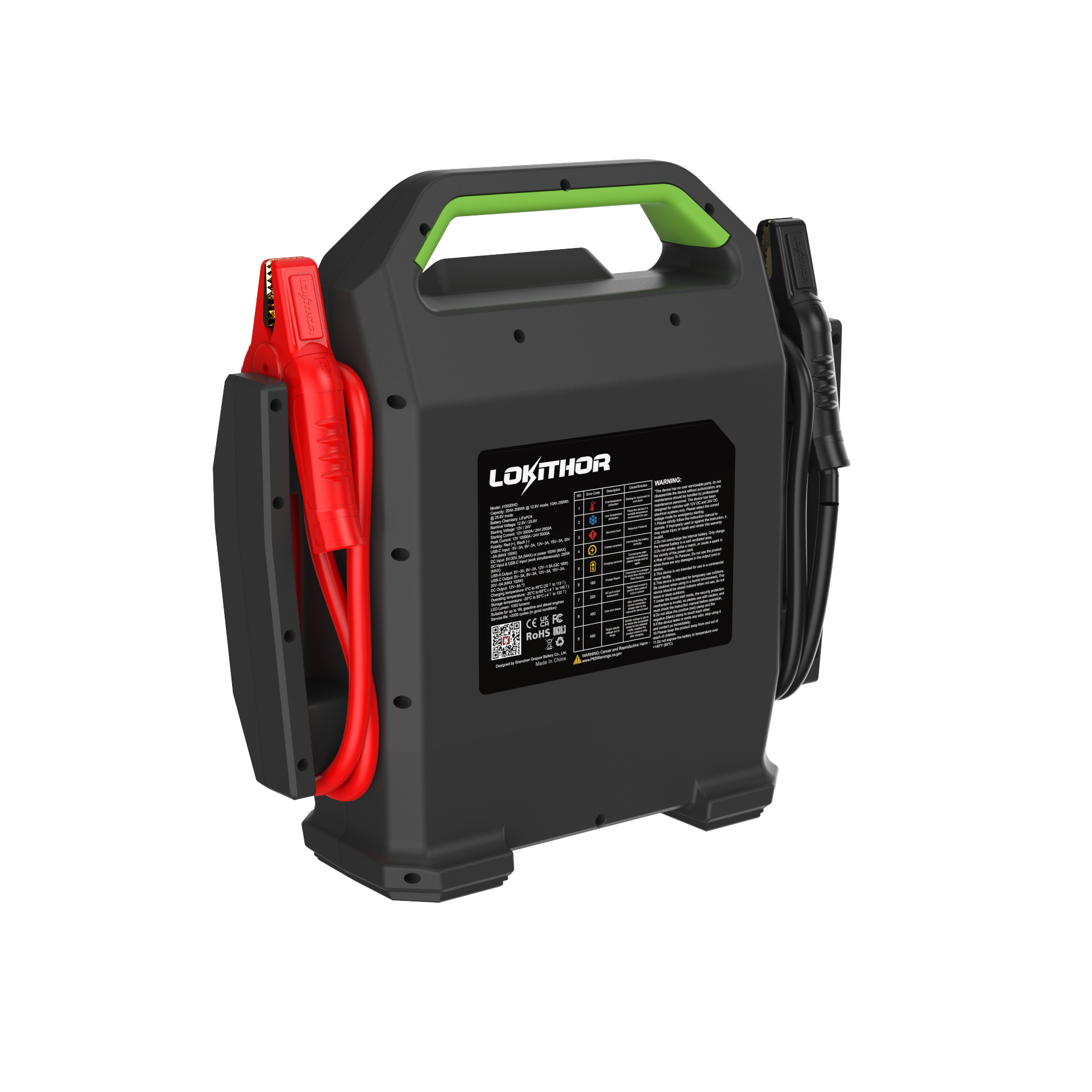 LOKITHOR "The Big Dog" 12V @ 10000A 24v @ 5000 Truck Jump Starter + USB Power Bank + LED Spotlight