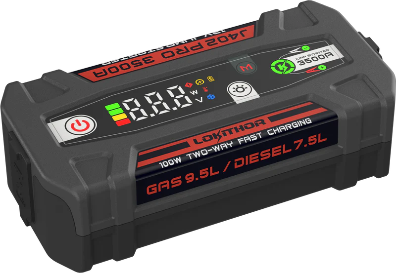 LOKITHOR Rescue 3-in-1 Multifunction Jump Starter Pack 3500A @ 12v + LED Torch + USB Power Bank
