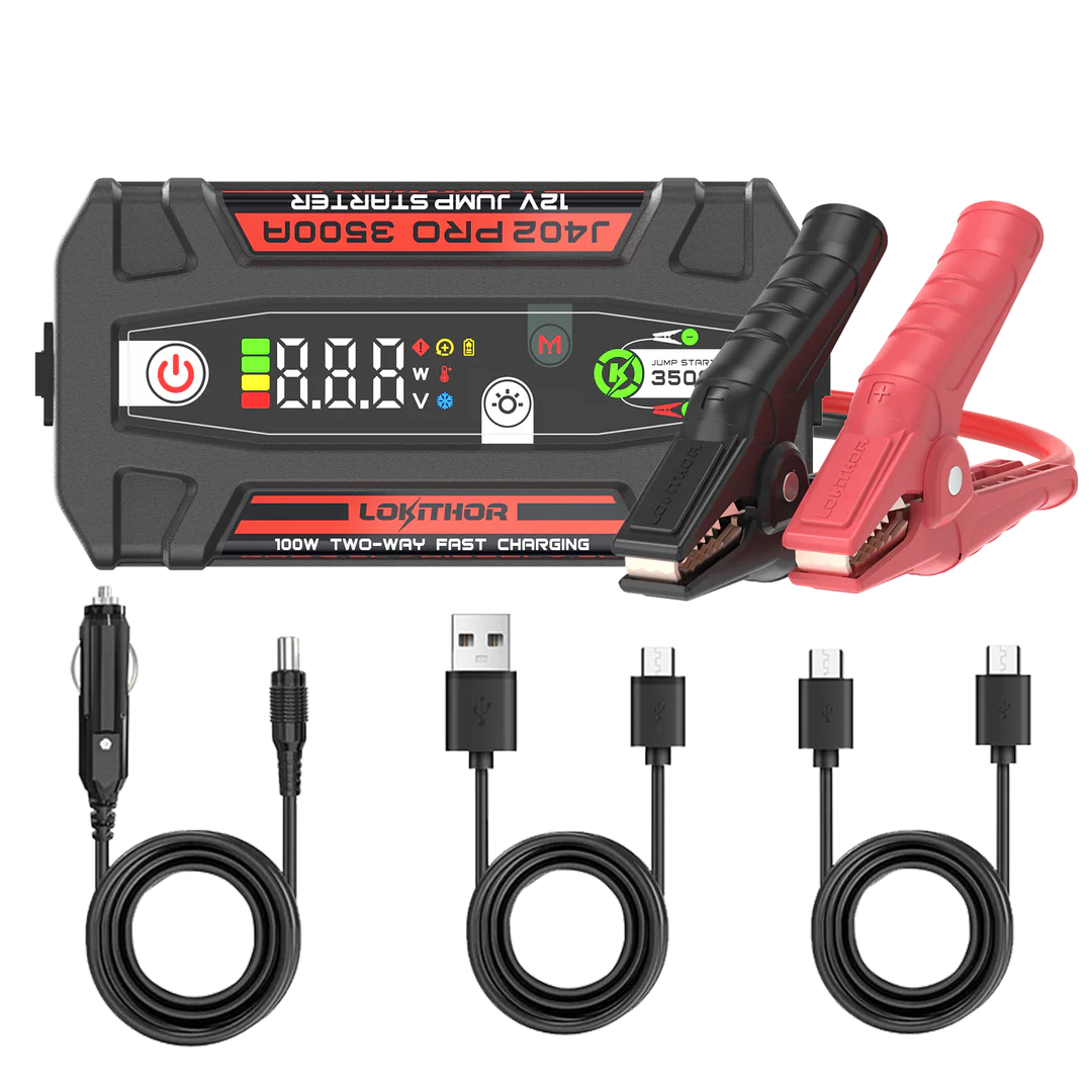 LOKITHOR Rescue 3-in-1 Multifunction Jump Starter Pack 3500A @ 12v + LED Torch + USB Power Bank