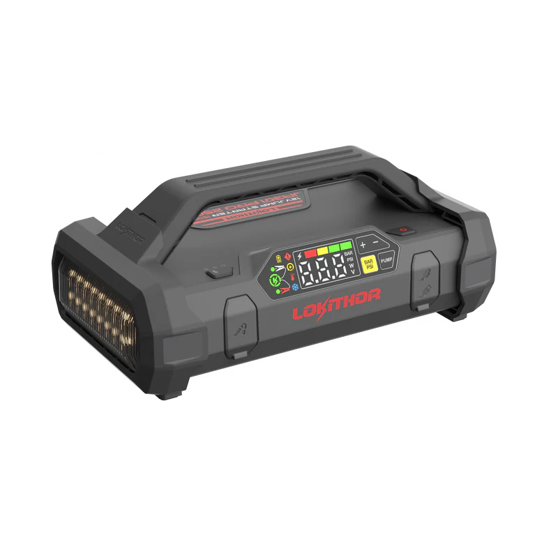 LOKITHOR Essential 4-in-1 Multifunction Rescue Jump Starter Pack 2500A @ 12v + Digital Air Pump Compressor + LED Torch + USB Power Bank