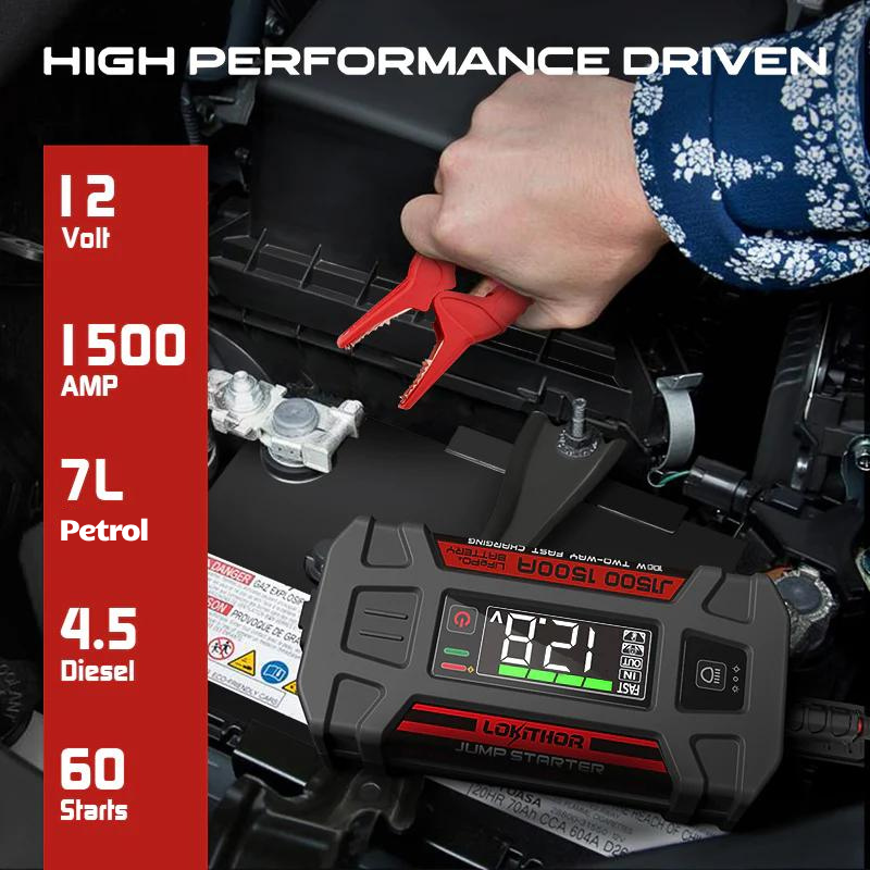 LOKITHOR 12V 2250A Jump Starter, Flashlight & Power Bank