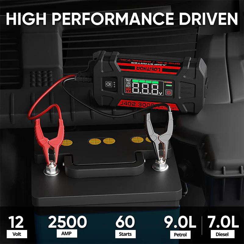 LOKITHOR 12V 3000A Jump Starter, Flashlight & Power Bank