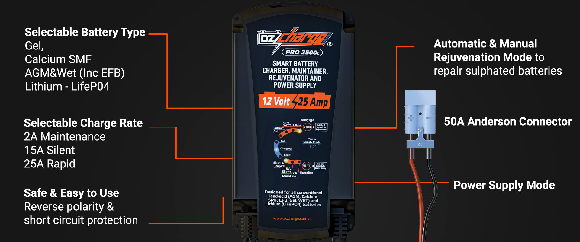 12V 25A Pro Series Battery Charger and Maintainer