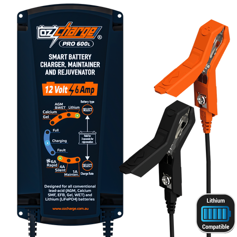 12V 6A Pro Series Battery Charger and Maintainer Lead-Acid + Lithium