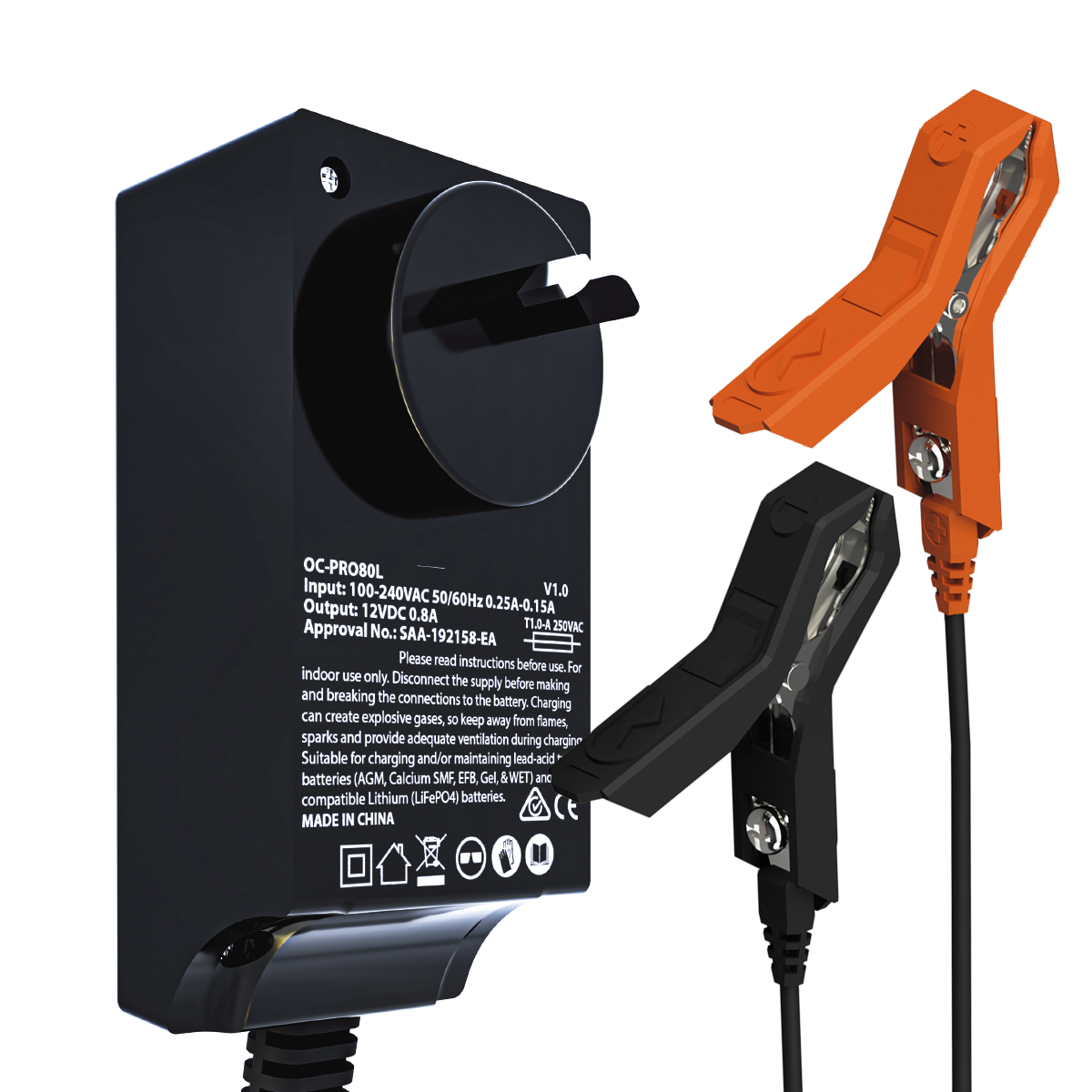 12V 0.8A Pro Series Battery Charger and Maintainer Lead-Acid + Lithium