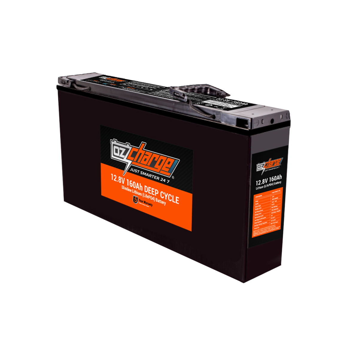 12V 160Ah Lithium Slimline Front Access LifePO4 Deep Cycle Battery