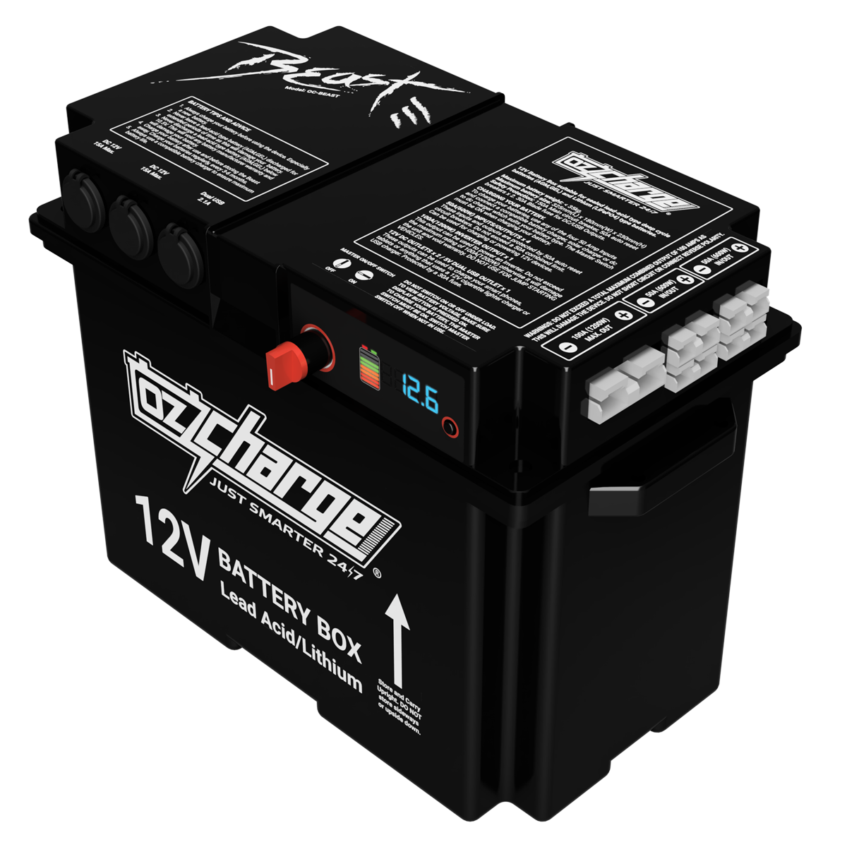 12V Beast Battery Box + 100Ah Lithium Battery + 12A Lithium Charger Combo