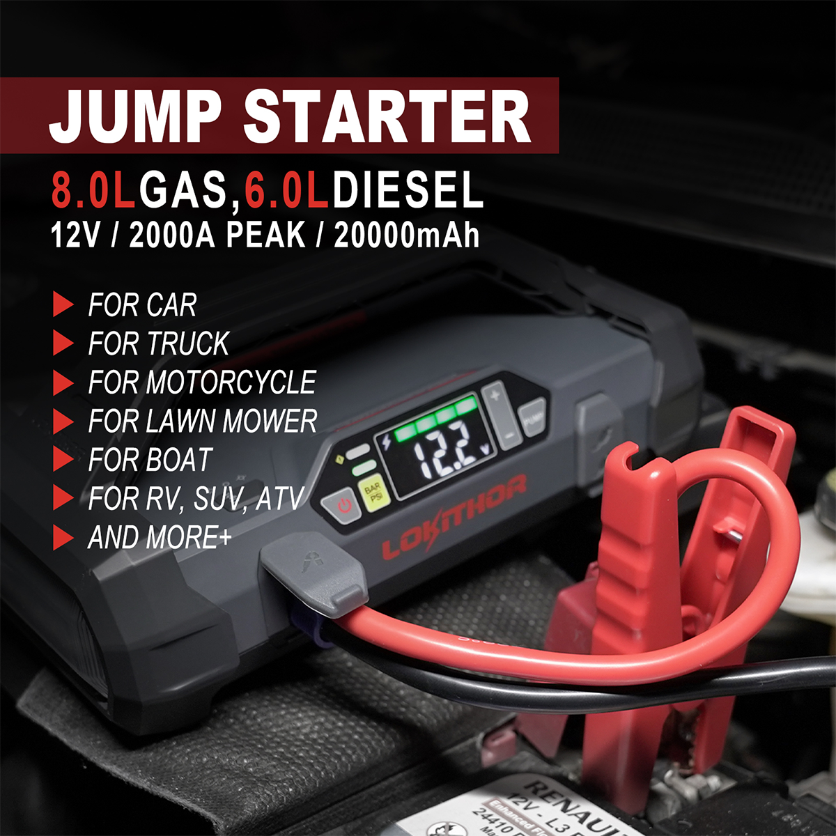  Car Jump Starter – 2000A Jump Box 20000mAh for up to