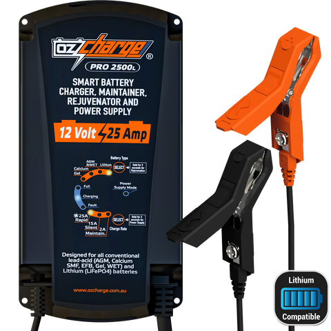 12V 25A Pro Series Battery Charger and Maintainer Lead-Acid + Lithium