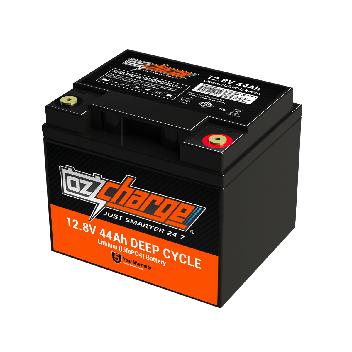 12V 44Ah Lithium LifePO4 Deep Cycle Battery – OzCharge
