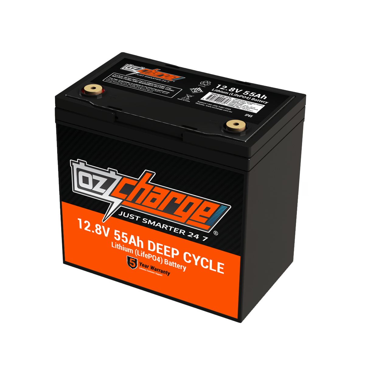 12V 55Ah Lithium LifePO4 Deep Cycle Battery OzCharge