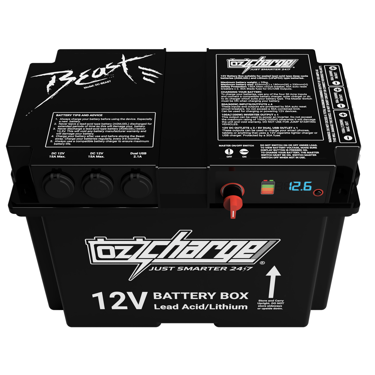 12V Beast Battery Box + 120Ah AGM Battery Combo